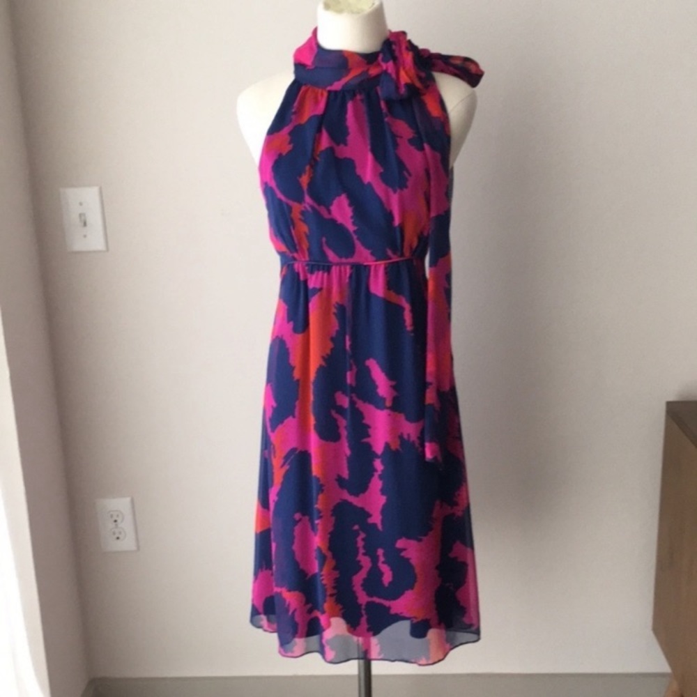 Vintage DVF Silk Tie Neck Dress